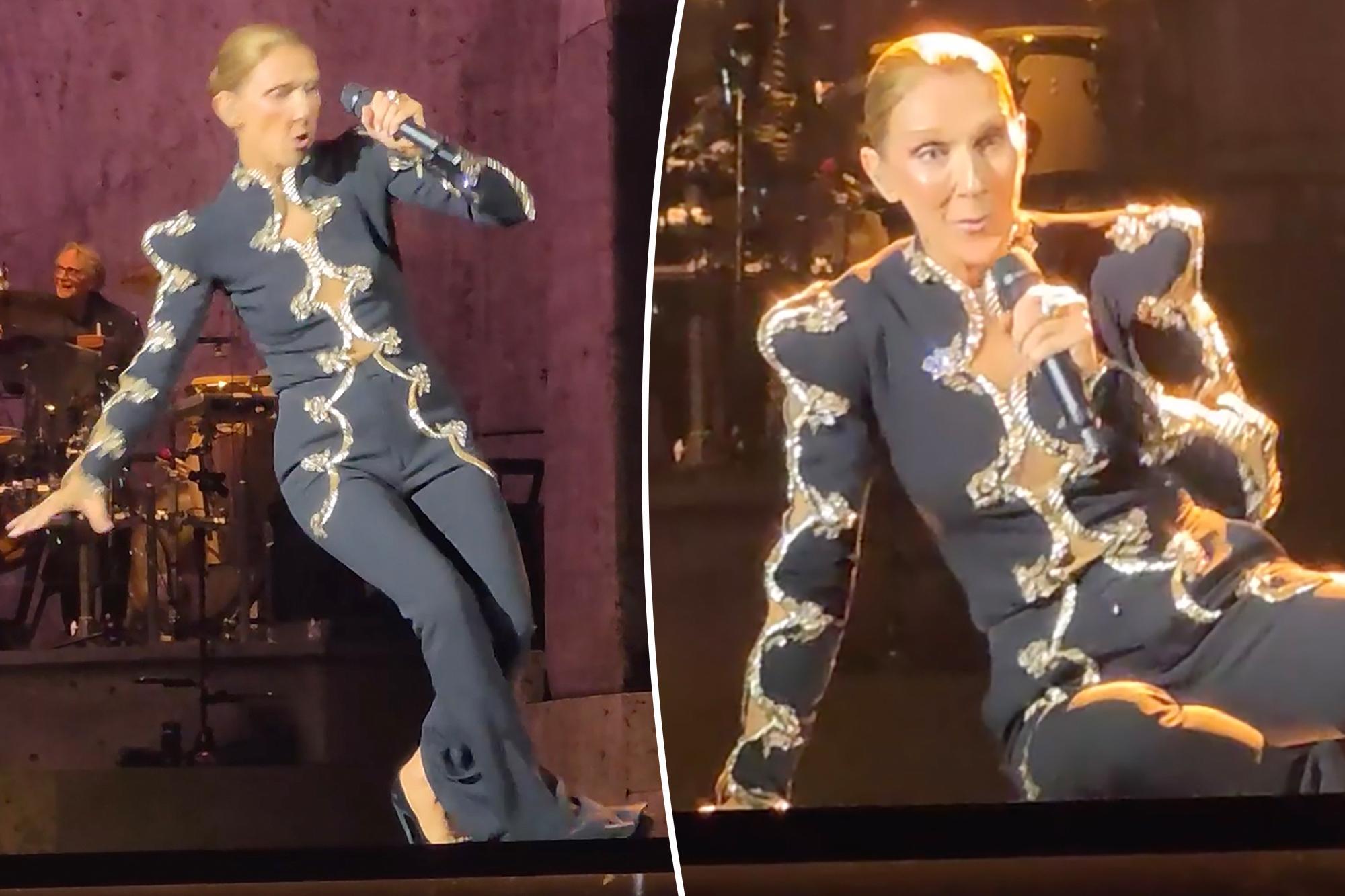 Celine Dion Paris konserinde sahnede düştü, şarkıya devam etti