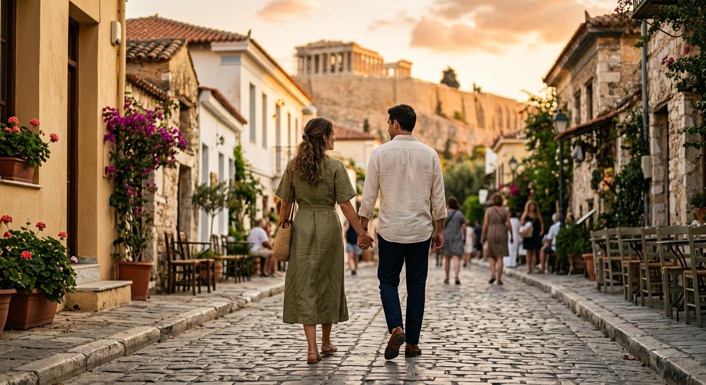 Sinem Ünsal ve Berk Cankat Atina'da tatilde